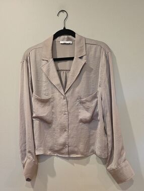 LUSH Champagne Satin Crop Blouse
